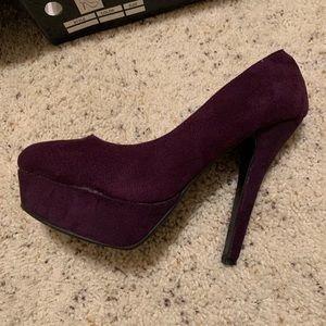 Ollio Plum Faux Suede Pumps